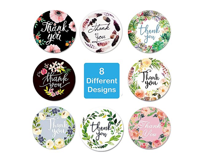 500pcs/roll Round Floral Thank You Stickers Scrapbooking For Package Seal Labels Custom Sticker Decoration Wedding Sticker