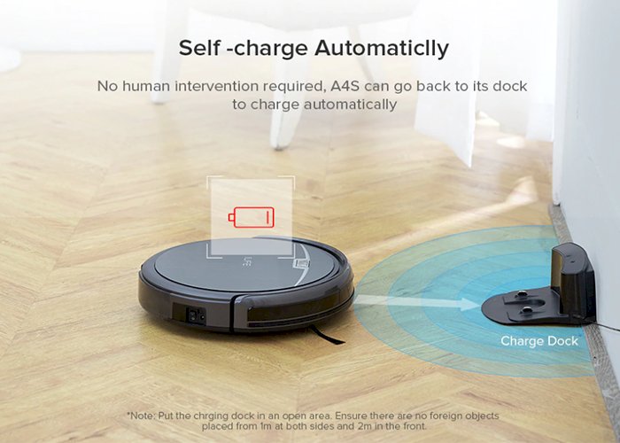 A4s Robot Vacuum Cleaner Powerful Suction for Thin Carpet & Hard Floor Large Dustbin Miniroom Function Automatic Recharge