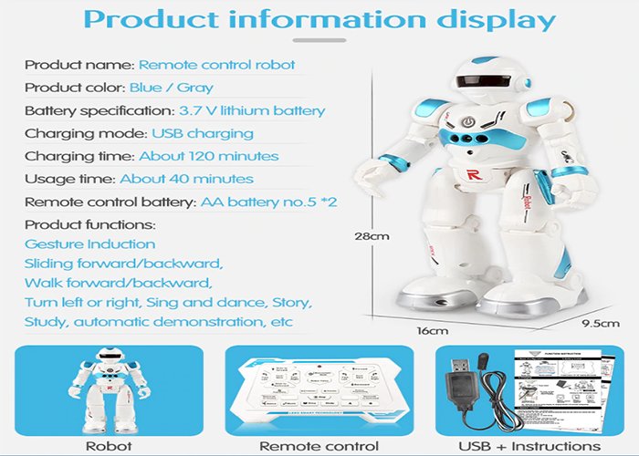 Remote Control Robot Multi-function USB Charging Children's Toy RC Robot Will Sing Dance Action Figure Gesture Sensor Robot