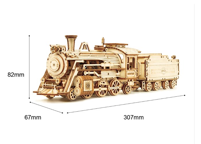 Robotime Rokr DIY 308pcs Laser Cutting Movable Steam Train Wooden Model Building Kits Assembly Toy Gift for Children Adult MC501