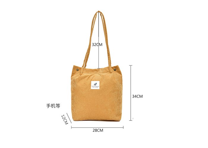 Bags for Women 2020 Corduroy Shoulder Bag Reusable Shopping Bags Casual Tote Female Handbag 