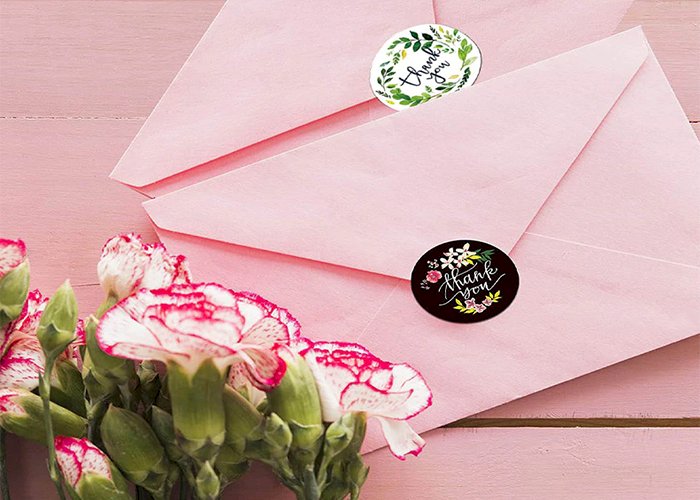 500pcs/roll Round Floral Thank You Stickers Scrapbooking For Package Seal Labels Custom Sticker Decoration Wedding Sticker
