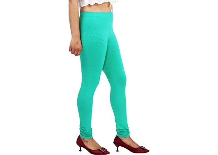 Lovely India Fashion Full Stretchable Solid Regular Shining Leggings for Women and Girls Colour Aqua