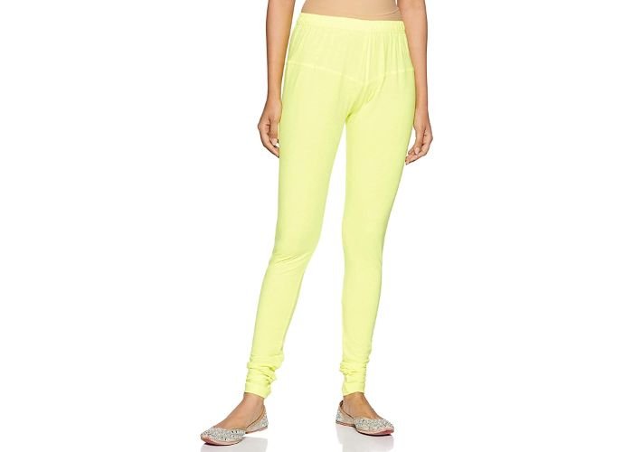 Lovely India Fashion Full Stretchable Solid Regular Shining Leggings for Women and Girls Colour Butter