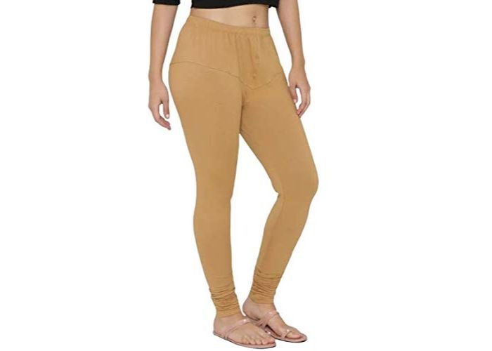 Lovely India Fashion Full Stretchable Solid Regular Shining Leggings for Women and Girls Colour Dark Golden