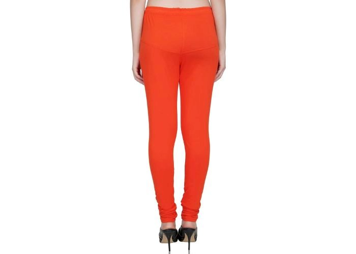 Lovely India Fashion Full Stretchable Solid Regular Shining Leggings for Women and Girls Colour Dark Orange