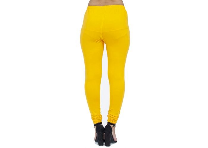 Lovely India Fashion Full Stretchable Solid Regular Shining Leggings for Women and Girls Colour Dark Yellow