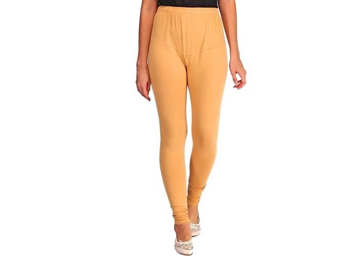 Lovely India Fashion Full Stretchable Solid Regular Shining Leggings for Women and Girls Colour Golden