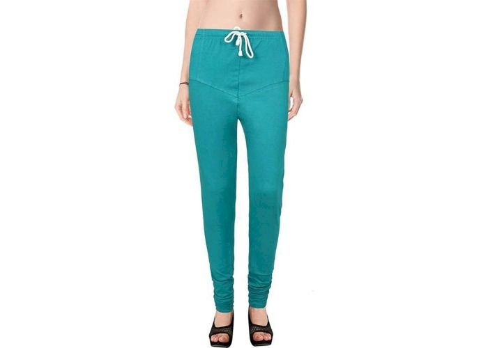 Lovely India Fashion Full Stretchable Solid Regular Shining Leggings for Women and Girls Colour Blue Green