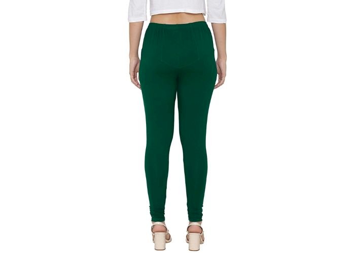 Lovely India Fashion Full Stretchable Solid Regular Shining Leggings for Women and Girls Colour Green Pine