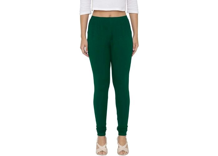 Lovely India Fashion Full Stretchable Solid Regular Shining Leggings for Women and Girls Colour Green Pine