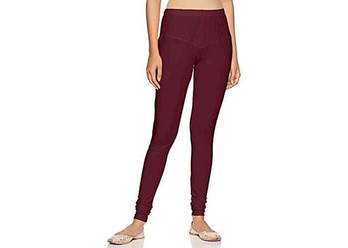 Lovely India Fashion Full Stretchable Solid Regular Shining Leggings for Women and Girls Colour Wine