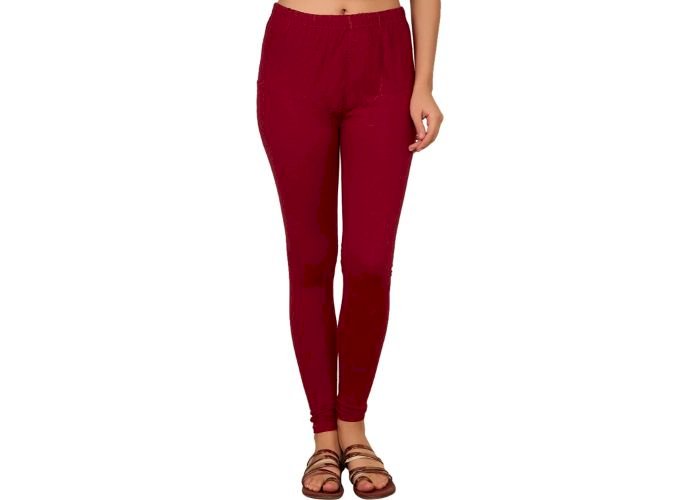 Lovely India Fashion Full Stretchable Solid Regular Shining Leggings for Women and Girls Colour Maroon