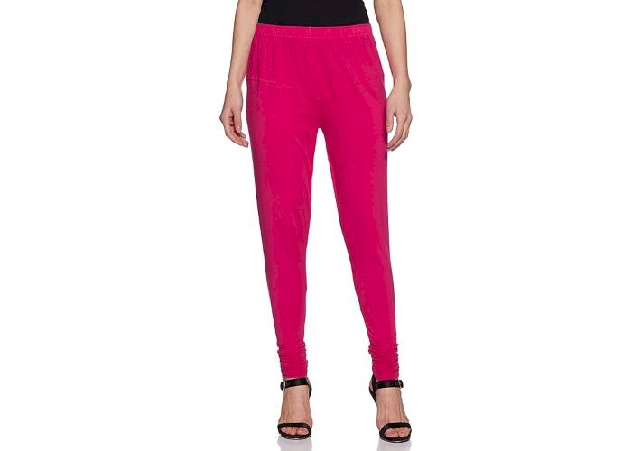 Lovely India Fashion Full Stretchable Solid Regular Shining Leggings for Women and Girls Colour Queen Pink