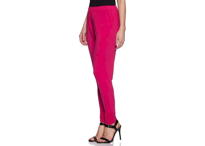 Lovely India Fashion Full Stretchable Solid Regular Shining Leggings for Women and Girls Colour Queen Pink
