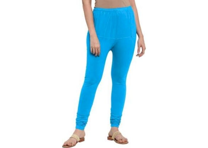 Lovely India Fashion Full Stretchable Solid Regular Shining Leggings for Women and Girls Colour Sky Blue