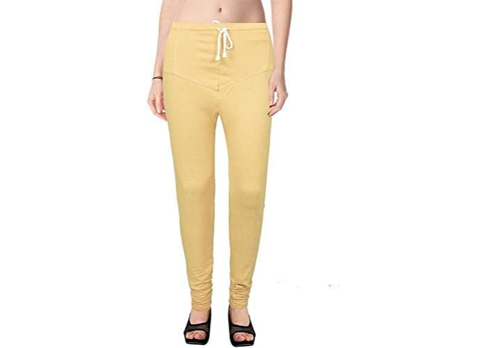 Lovely India Fashion Full Stretchable Solid Regular Shining Leggings for Women and Girls Colour Wheat