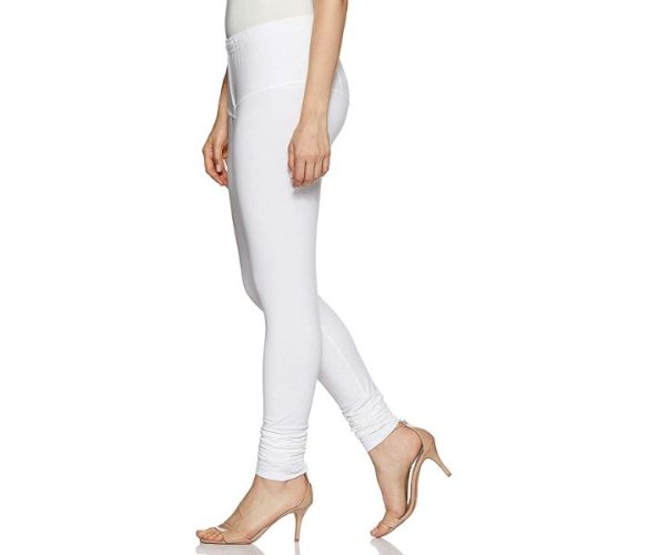 Lovely India Fashion Full Stretchable Solid Regular Shining Leggings for Women and Girls Colour White