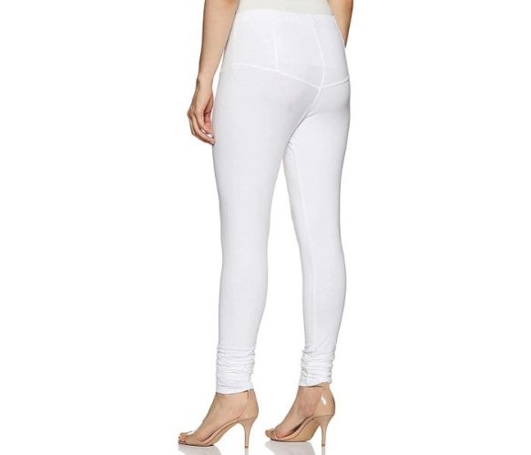 Lovely India Fashion Full Stretchable Solid Regular Shining Leggings for Women and Girls Colour White