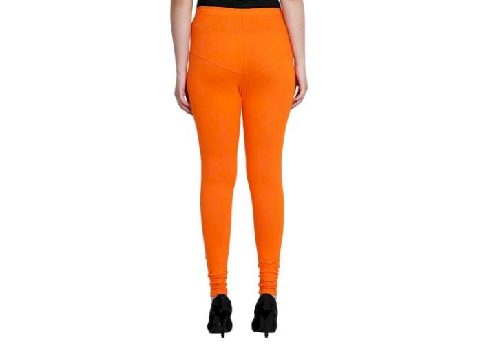 Lovely India Fashion Full Stretchable Solid Regular Shining Leggings for Women and Girls Colour Orange