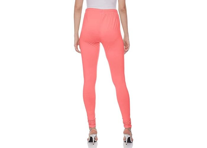 Lovely India Fashion Full Stretchable Solid Regular Shining Plain Leggings for Women and Girls Colour Peach